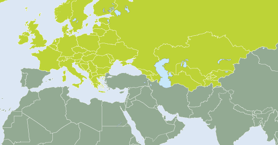 area map（Europe (including NIS countries)）