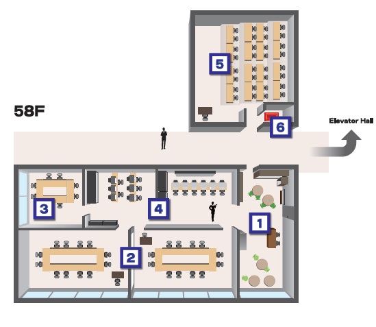Layout of the 58th floor